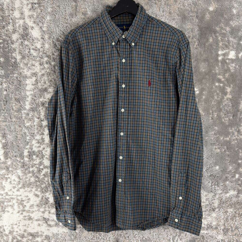 Ralph Lauren Size L Plaid Casual Button Shirt Long Sleeve Collar Cotton